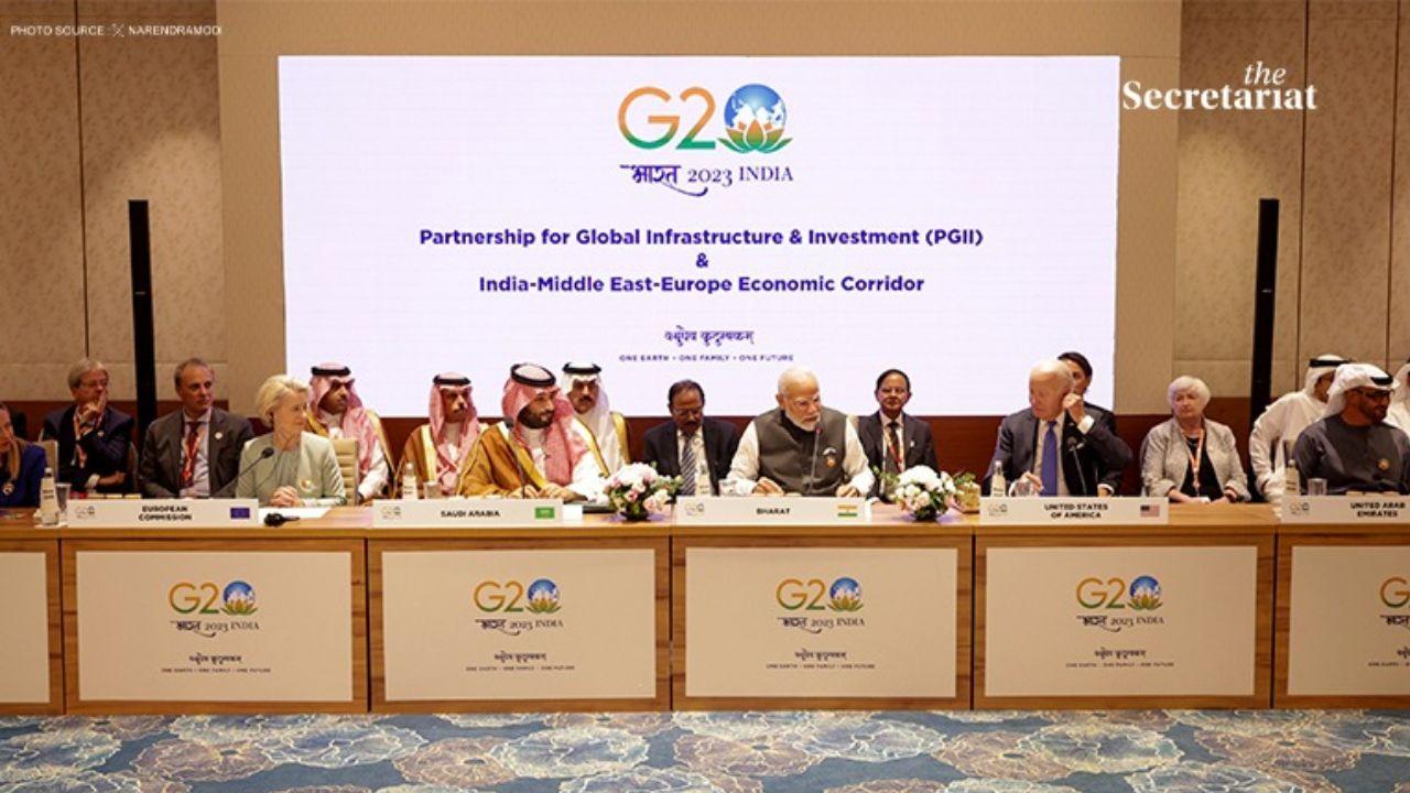 Prime Minister Mr. Narendra Modi addresses at the IMEC event during G20 Summit, in New Delhi on Sep 9, 2023. PIC/IMEC